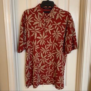 Mens Large Red w/ Tan Floral Tommy Bahama Aloha Pique Polo EUC